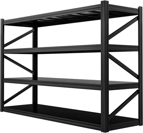 Vista 13 de Estantería de garaje resistente de 2 niveles, capacidad de 1,000 libras, estantería de almacenamiento de metal ajustable para garaje, cuarto
