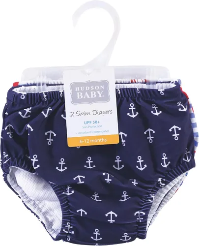 Vista 2 de Hudson Baby Pañales de natación unisex para bebé, anclas, 0-6 meses
