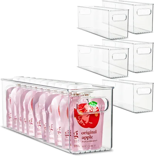 Vista 34 de Contenedor de plástico transparente para almacenamiento de alimentos con asas para organizar cocina, despensa, refrigerador, congelador, despensa