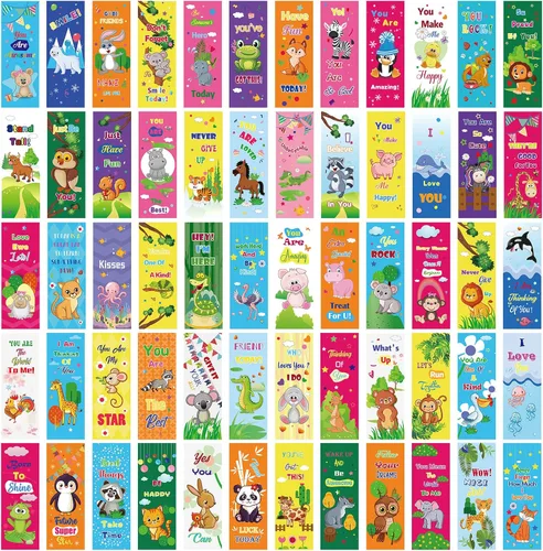 Vista 9 de Chinco Juego de 120 marcapáginas para niños, bonitos marcadores de libros, regalos para niños, diseño de dibujos animados, inspirador, paquete