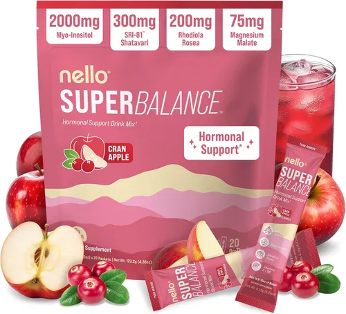 Vista 10 de Nello Superbalance Mezcla de bebida de apoyo hormonal, SRI-81 Shatavari, mio-inositol, Rhodiola Rosea, vitamina C, magnesio, teobromina