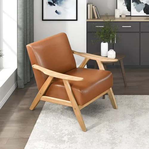 Vista 15 de Lexicon Silla de Acento Moderna de Mediados de Siglo con Marco de Madera Sólida en Acabado de Nogal, Sillón de Descanso con Brazos Tapizado
