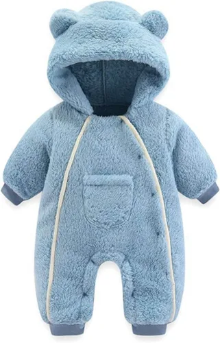 Vista 5 de Traje de nieve para bebés recién nacidos, con forro polar, con capucha, ropa cálida para bebés