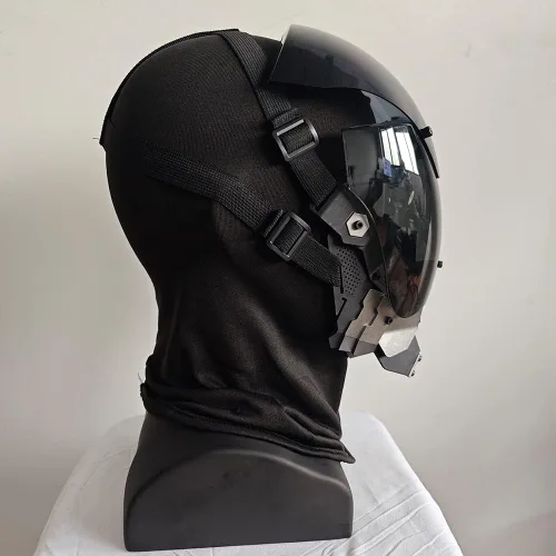 Vista 4 de MAKSJIU Máscara punk cosplay para hombres, máscara de Halloween para fiestas y festivales de música