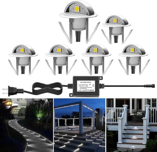 Vista 21 de Luz LED para escaleras, bajo voltaje, impermeable, IP65, para exteriores, 1-2/5 pulgadas, de madera empotrada, iluminación LED de terraza, patio