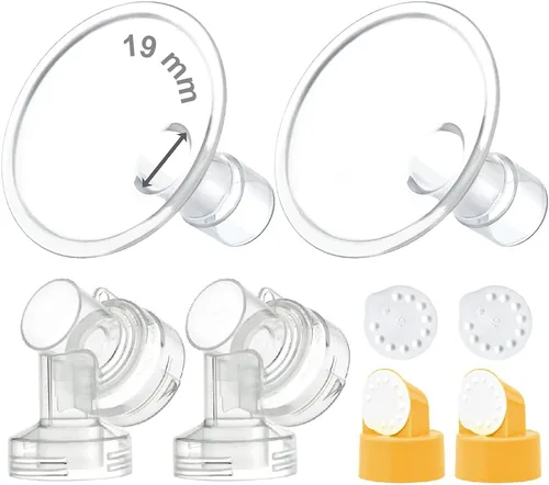 Vista 11 de Maymom 2 protectores de pecho de dos piezas de 0.67 pulgadas, 2 conectores de base con válvula y membrana compatibles con extractores de leche