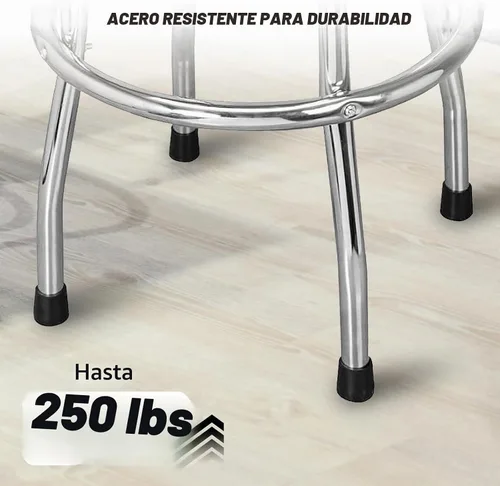 Vista 7 de Torin ATRP6185B-1 Taburete giratorio de bar: Asiento acolchado para garaje/taller con patas cromadas, negro