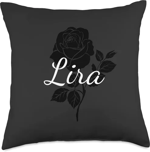 Vista 4 de Custom Lira Gifts & Designs for Girls Lira-Custom - Almohada personalizada con diseño floral, color negro, rosa, gris, 16 x 16 pulgadas, multicolor