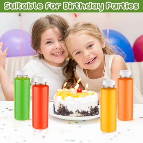 Vista 7 de Thenshop 24 botellas de plástico transparente de 12 onzas con tapas blancas a prueba de manipulaciones, botellas reutilizables para bebidas