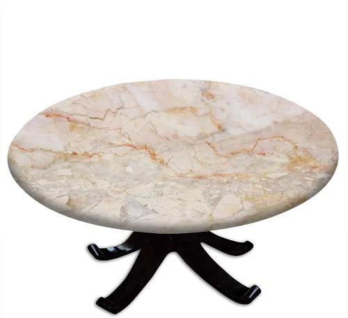 Vista 15 de Mantel redondo ajustable de mármol, diseño regular de piedra nostálgica, borde elástico, impermeable y lavable, apto para mesa de 24 pulgadas