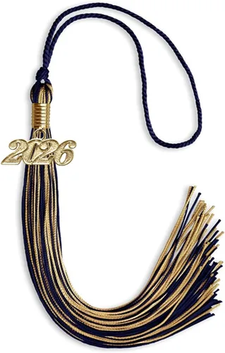 Vista 313 de Endea Graduation - Borla de doble color mixto con fecha dorada (negro/dorado antiguo, 2021)