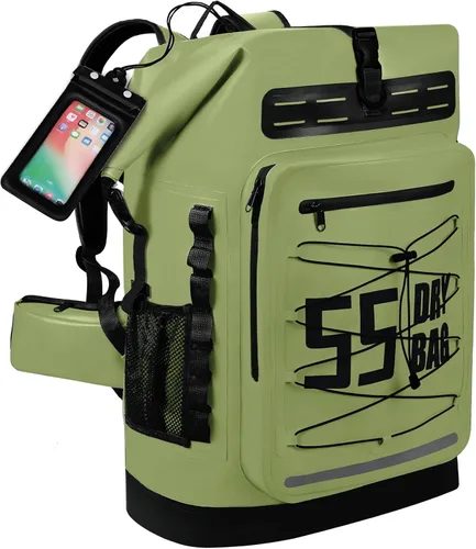 Vista 16 de MORXPLOR Bolsa seca impermeable, 5L/10L/20L/30L/40L/55L Mochila seca con funda impermeable para teléfono para natación, kayak