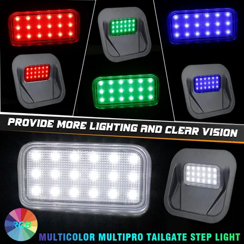 Vista 2 de Multipro Kit de Luz LED Flexible RGB Multicolor para Escalón de Compuerta Trasera y Plataforma de Camioneta Compatible con GMC Sierra 1500 2500 3500