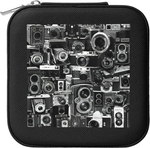 Vista 9 de Retro Cool Camera Collection Print Travel Jewelry Case,Mini Box For Earring,Leather Organizer Case Storage Gift Box Women