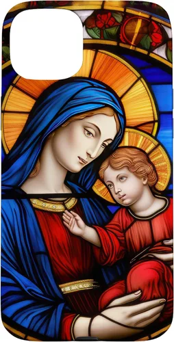 Vista 9 de Blessed Virgin Mary and Jesus Christ Stained Glass Case for iPhone 16