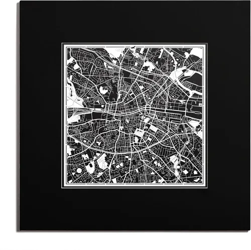 Vista 115 de O3 Design Studio Mapa de corte de papel de París, color negro mate, 20 x 20 pulgadas, arte en papel