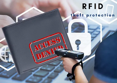 Vista 3 de Bullz RFID bloqueo de señal de protección contra robo de cuero grande grueso de seguridad para hombre cartera, Negro