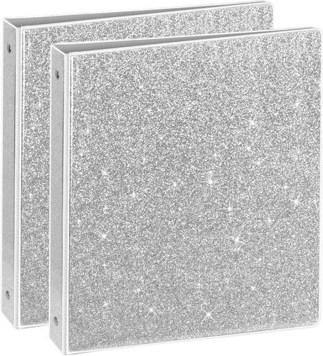 Vista 11 de NatureTouch Carpeta de 3 anillas, organizador con purpurina de 1 pulgada (10.5'' x 11.5'') con capacidad para 300 páginas tamaño carta de 8.5'' x