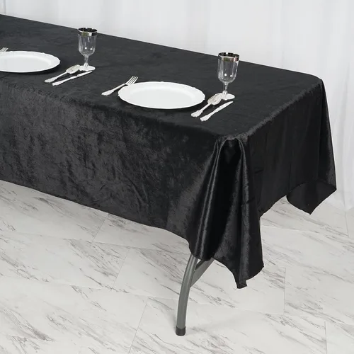 Vista 3 de Efavormart - Mantel rectangular de terciopelo negro prémium de 60 x 102 pulgadas para eventos de fiesta de boda