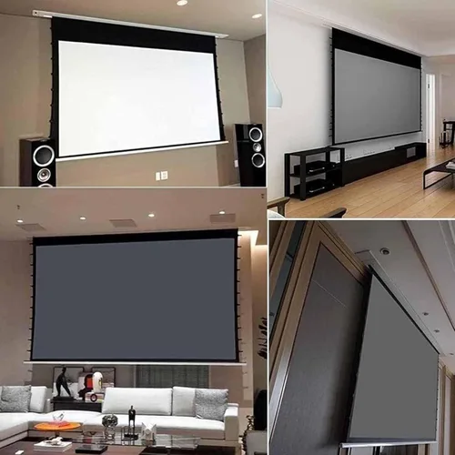 Vista 7 de Motorised Tela Proyector (Electric Projector Screen) 16:9 4k HD Portable Extensible Screen,Remote + Wired Control,Ceiling-Mounted for Theater &
