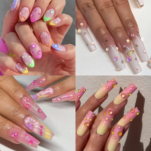 Vista 4 de Fcozpjk 3D Aurora Bubble Nail Beads Mezcla Cristal Sirena Cuentas para Uñas Cuentas de uñas Aurora