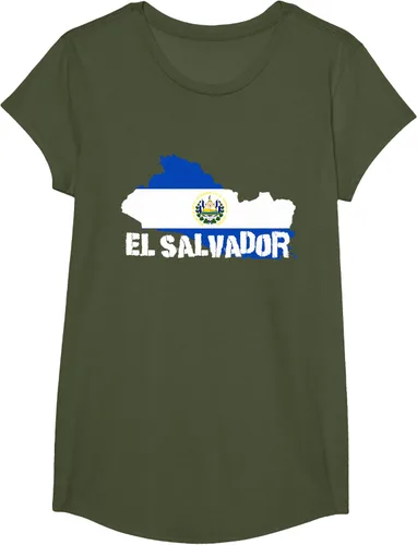 Vista 60 de Camiseta con la bandera de El Salvador, mapa de El Salvador, camiseta de Salvador para mujer, Negro