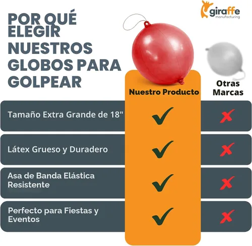 Vista 5 de Globos de neón Giraffe con función de rebote (30 unidades)
