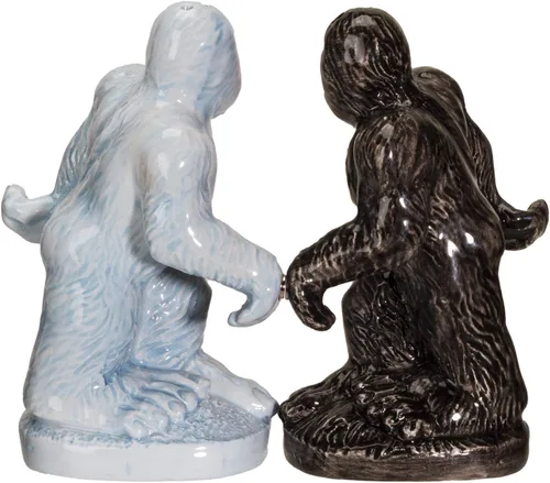 Vista 2 de Pacific Giftware Big Foot - Juego de saleros y pimenteros de cerámica con divertido Sasquatch Mythical Creature accesorio de cocina de mesa, pintado