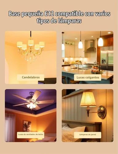 Vista 5 de Lepro Bombillas LED E12 regulables para candelabros, 2700 K blanco suave Blanco cálido regulable (Warm White-Dimmable)