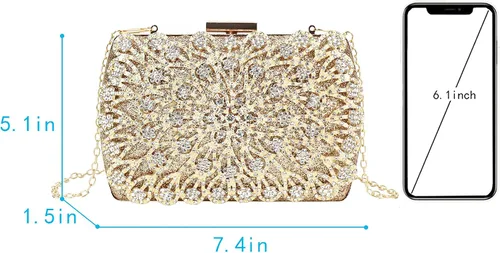 Vista 4 de Bolso de noche de las mujeres del embrague de la flor del cristal del Rhinestone del bolso de noche para la boda