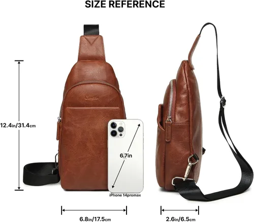 Vista 4 de Bolso bandolera pequeño para hombre, mochila bandolera de piel sintética para viajes, ciclismo