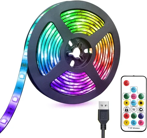 Vista 7 de Rainbow Chasing - Tira de luces LED USB de 9.8 pies, tira de luz RGB 5050 que cambia de color con control remoto de 17 teclas, luces LED flexibles