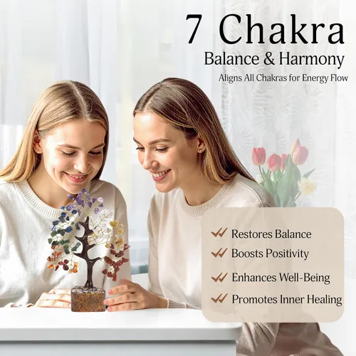 Vista 3 de Árbol de Cristal del Árbol de la Vida de los Siete Chakras, Cristales y Piedras Curativas, Regalos de Cumpleaños para Mujeres, Cristales Curativos