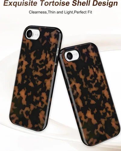 Vista 372 de Jusy Funda compatible con MagSafe con estampado de caparazón de tortuga marrón para iPhone 7/8/SE, cubierta protectora de TPU suave magnética
