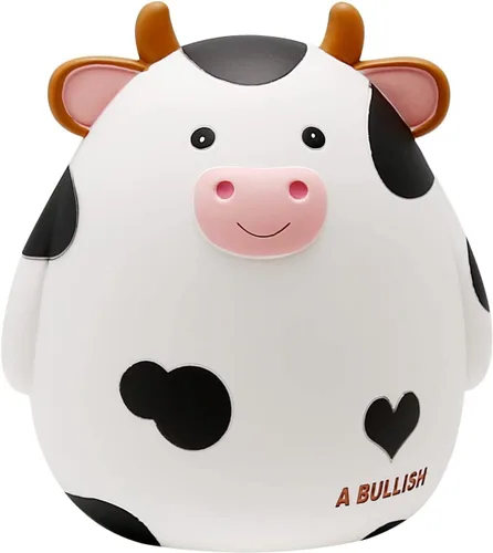 Vista 12 de H&W Alcancía de vaca, tamaño L, caja de monedas irrompible para niños, lindo banco de dinero de animales para cumpleaños para niños y niñas, cajas