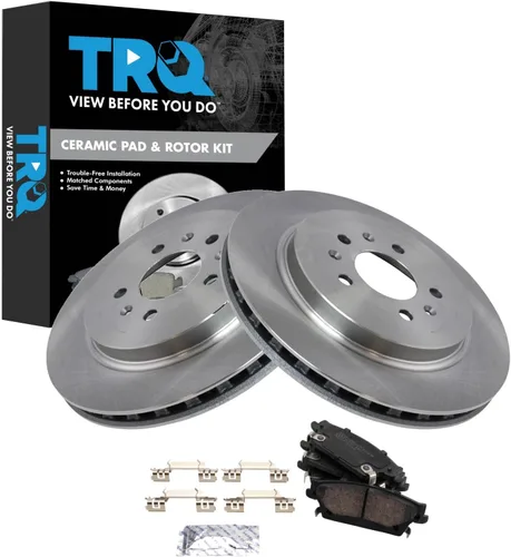 Vista 65 de TRQ Juego de pastillas de freno y rotor de cerámica trasera compatible con Honda Accord V6 1998-02 3.0L con frenos de disco traseros 02-06 Acura RSX