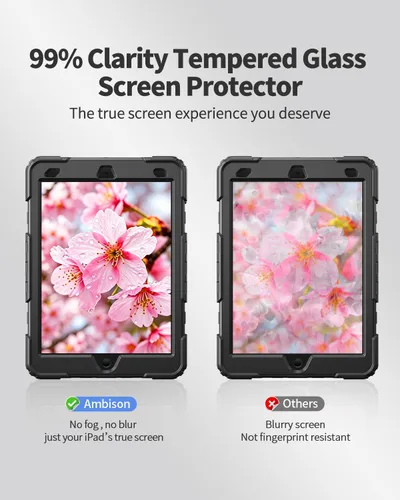 Vista 6 de Funda para iPad de 9ª/8ª/7ª generación, funda para iPad 10.2 2021/2020/2019, [a prueba de niños] ambison funda protectora de cuerpo completo