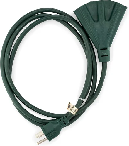 Vista 20 de Cable alargador de Holiday Lighting Outlet para interiores o exteriores de 16/3, 3 tomas de corriente, 3 clavijas, certificación UL Negro