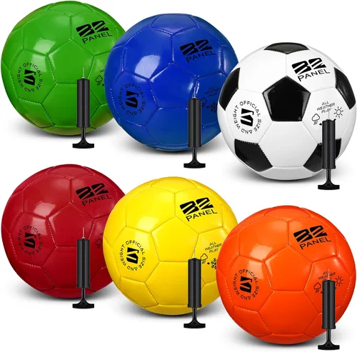 Vista 7 de 6 pelotas de fútbol con bomba de inflado, tamaño a granel, 5/4/3, pelotas de fútbol desinfladas, regalo para jóvenes y adultos, práctica