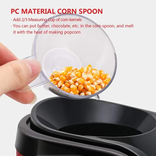 Vista 4 de Máquina eléctrica para hacer palomitas de maíz, con 1200 W, no necesita aceite, aperitivo saludable y delicioso para niños y adultos. Ideal