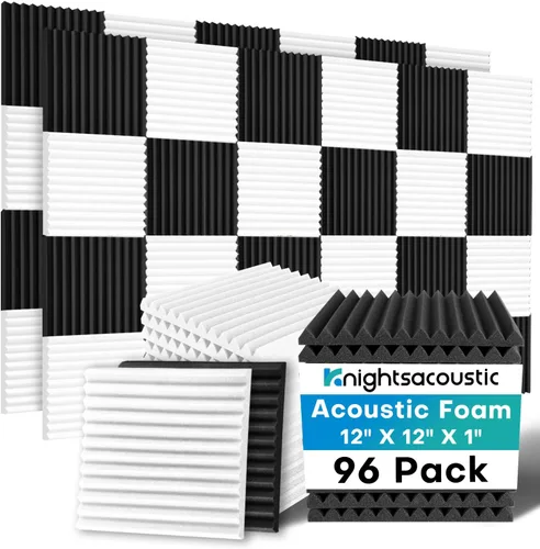 Vista 27 de Knightsacoustic Paquete de 24 paneles acústicos de espuma a prueba de sonido con autoadhesivos para pared, 12 x 12 x 2 pulgadas, de alta densidad
