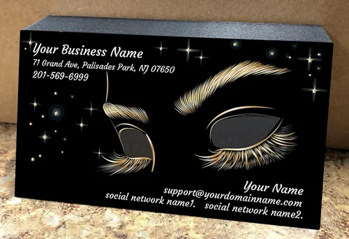 Vista 2 de Tarjetas de visita personalizadas, impresión a todo color de 2 caras, para pestañas, uñas y salón de belleza, 16 puntos (papel grueso de 350 gsm)