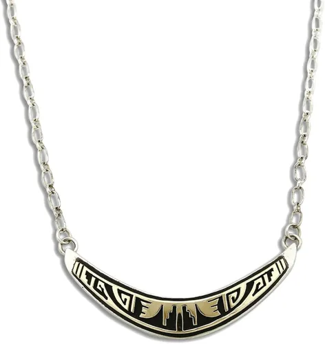 Vista 3 de Collar Navajo para mujer, plata 925 y oro macizo de 14 quilates, con firma MM Rogers N Jack, Turquesa