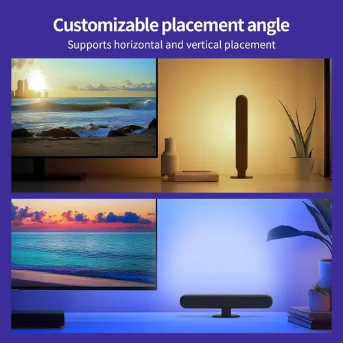 Vista 5 de BASON LIGHTING Barras de luz inteligentes, luces LED inteligentes RGB-ICW con sincronización de música, luz de escritorio RGB Bluetooth, luces