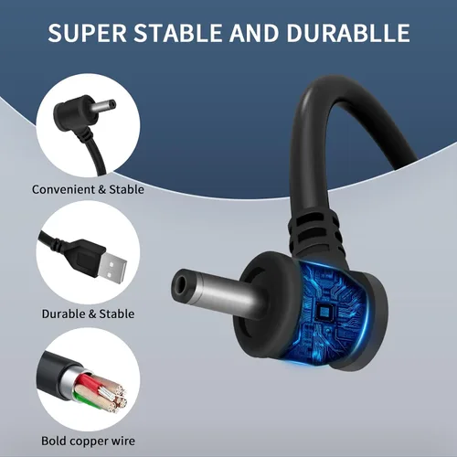 Vista 6 de Cables de carga de 30 pies para anillo resistente a la intemperie, cable de carga para interiores y exteriores con adaptador de corriente rápido
