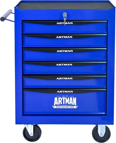 Vista 11 de Runboll Caja de herramientas con 4 cajones con taquilla, 20.9 pulgadas de profundidad de metal movible con cerradura, caja de almacenamiento