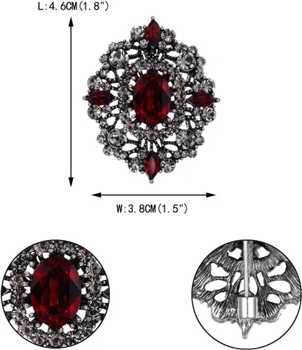 Vista 3 de EVER FAITH Broche de filigrana hueco para banquete vintage elegante con cristal marquesa para mujer