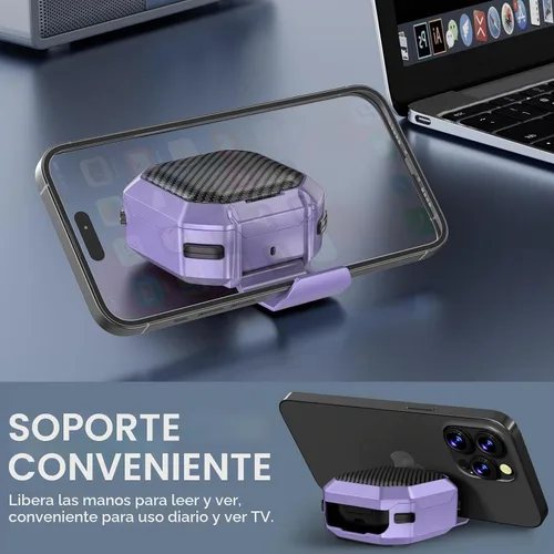 Vista 3 de Galafoki Fundas de fibra de carbono con bloqueo para Samsung Galaxy Buds FE (2023), Galaxy Buds 2 Pro Case 2022, Bud Pro 2021, Bud 2 2021, Bud Live