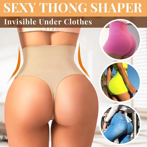 Vista 2 de Tanga moldeadora de abdomen para mujer, sin costuras, moldeadora de cuerpo, ropa