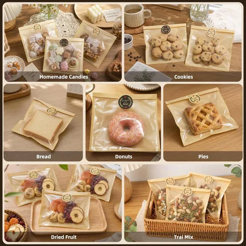 Vista 8 de 100 bolsas de galletas de 7.1 x 7.5 pulgadas con sello y 120